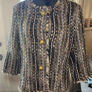 Elegant Tweed Jacket with Gold Accents